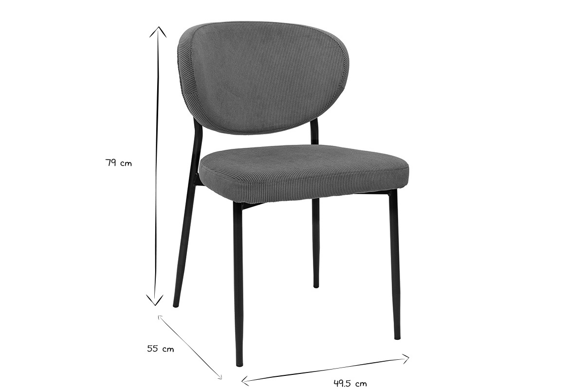 Chaises en tissu velours ctel terre brle et mtal noir (lot de 2) BREKA