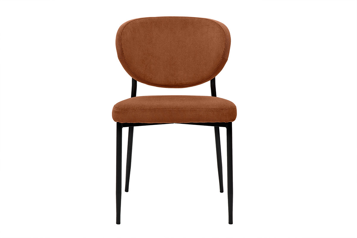Chaises en tissu velours ctel terre brle et mtal noir (lot de 2) BREKA