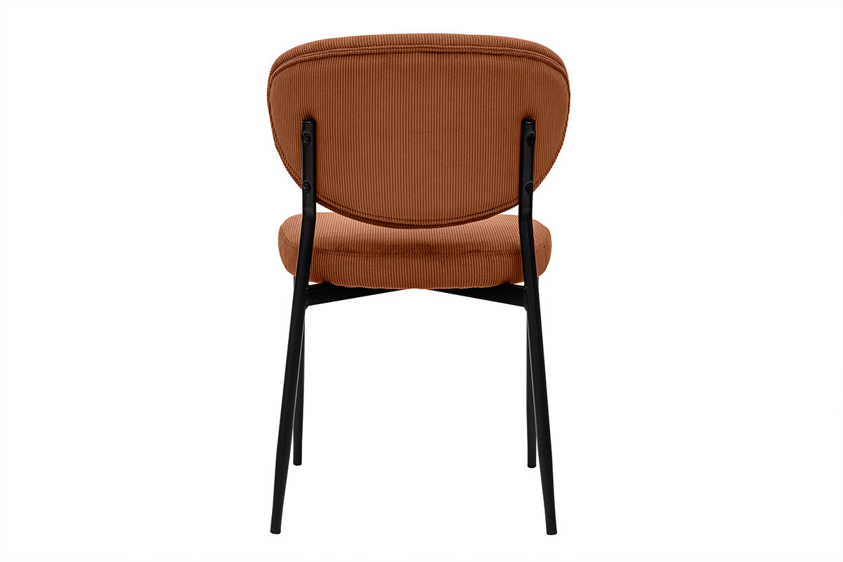Chaises en tissu velours ctel terre brle et mtal noir (lot de 2) BREKA