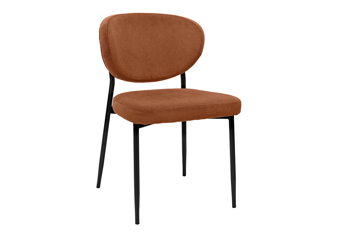 Chaises en tissu velours ctel terre brle et mtal noir (lot de 2) BREKA