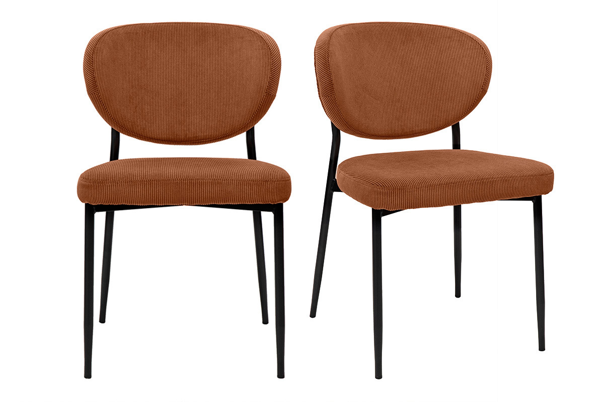 Chaises en tissu velours ctel terre brle et mtal noir (lot de 2) BREKA