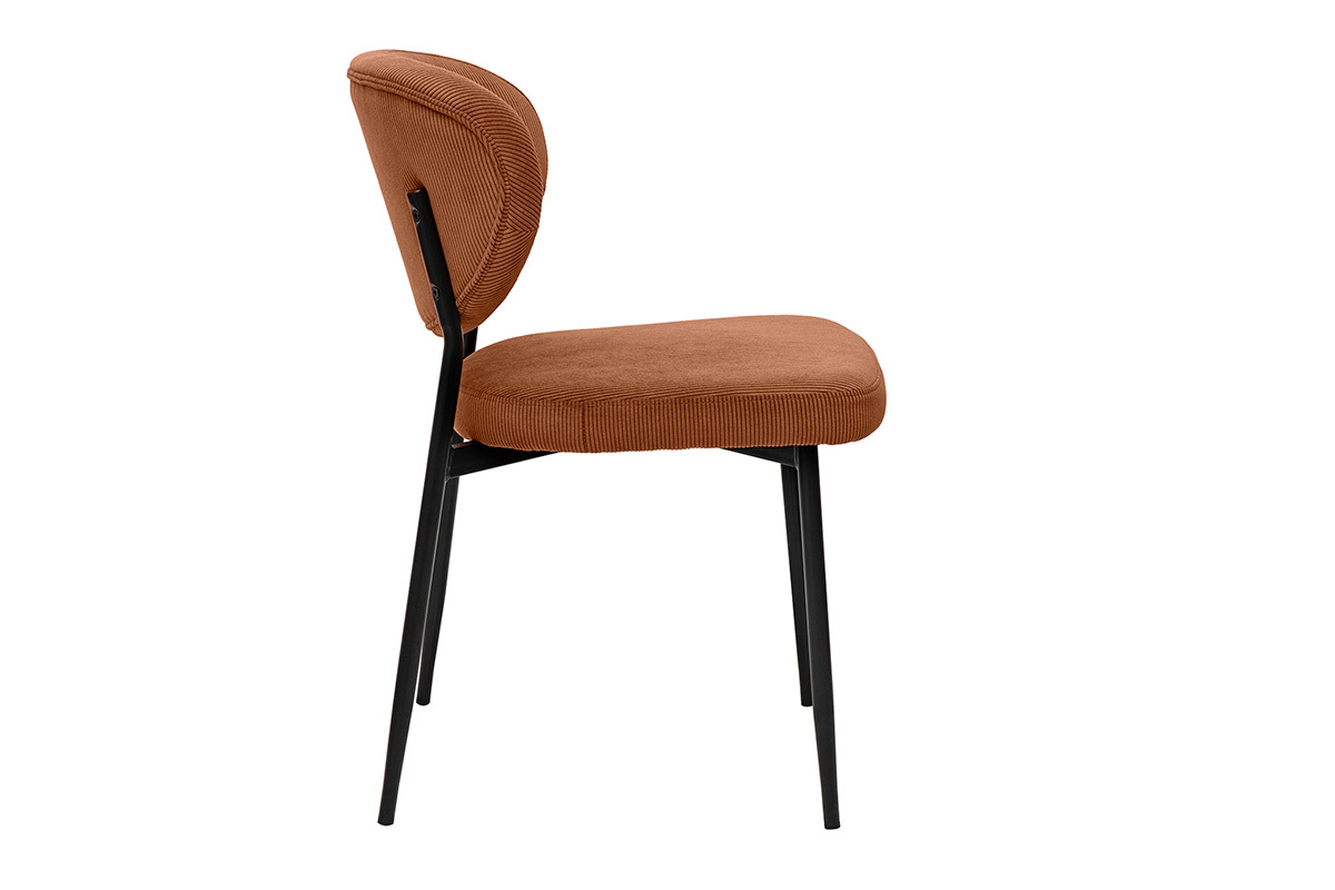 Chaises en tissu velours ctel terre brle et mtal noir (lot de 2) BREKA