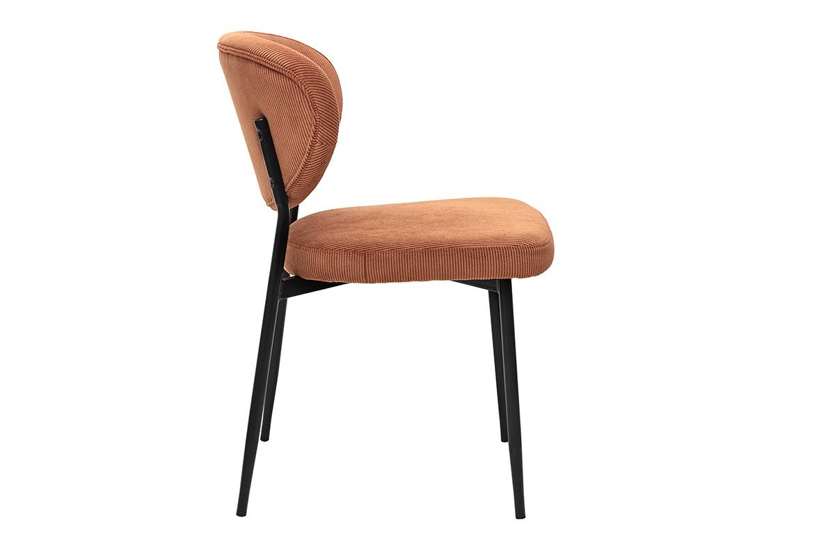 Chaises en tissu velours ctel terre brle et mtal noir (lot de 2) BREKA