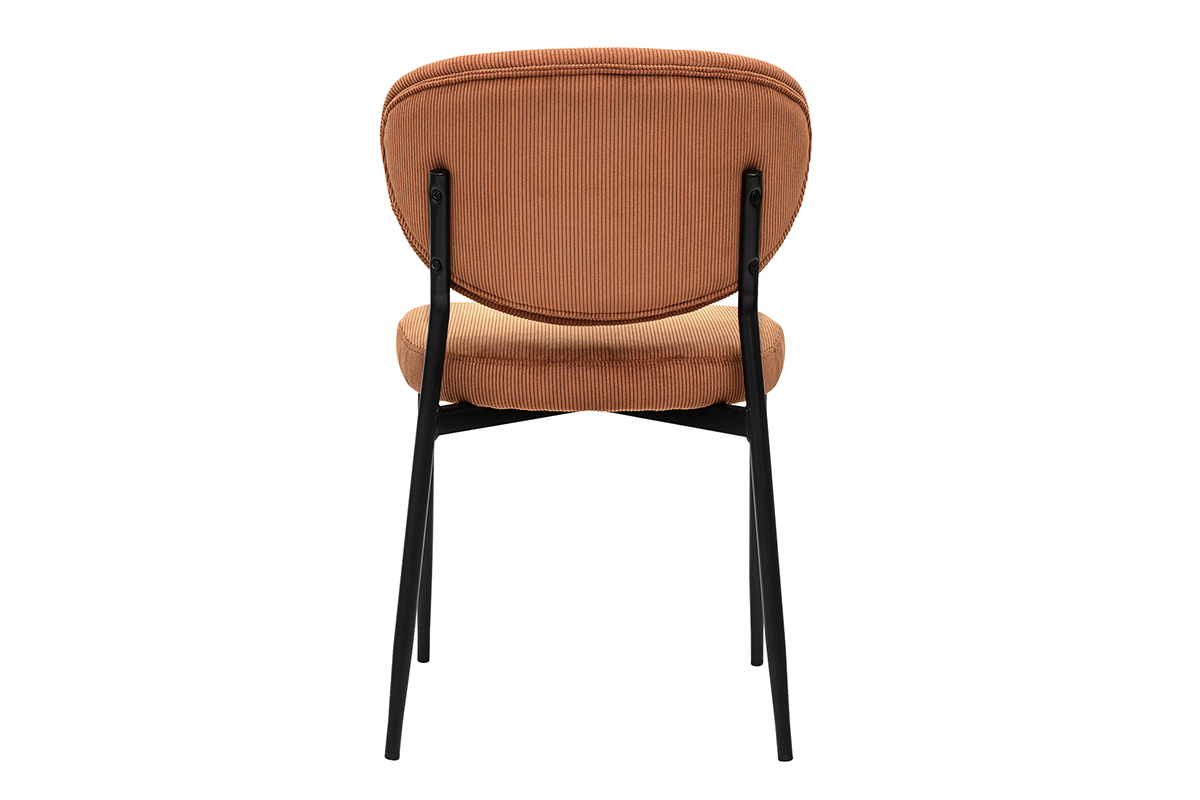 Chaises en tissu velours ctel terre brle et mtal noir (lot de 2) BREKA