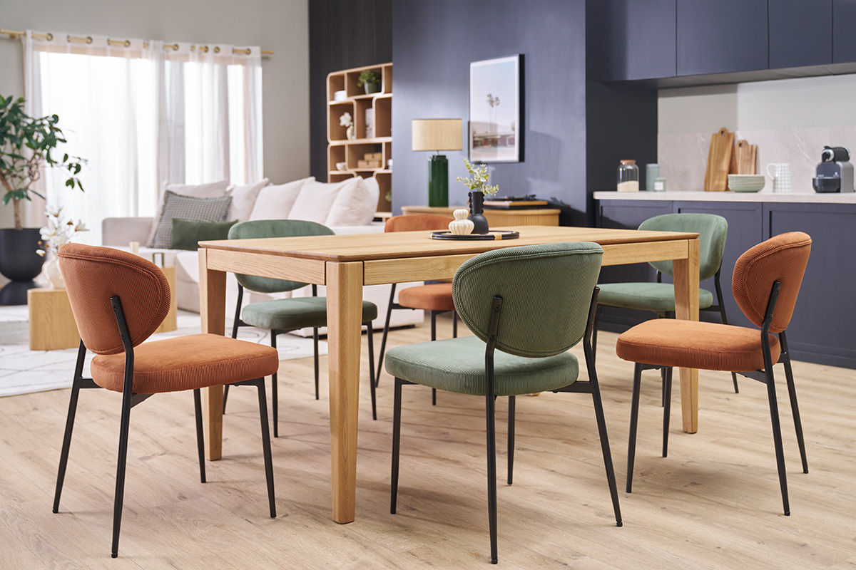 Chaises en tissu velours ctel terre brle et mtal noir (lot de 2) BREKA