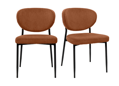 Chaises en tissu velours côtelé terre brûlée et métal noir (lot de 2) BREKA