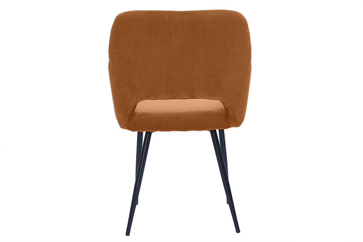 Chaises en tissu velours ctel terre brle et mtal noir (lot de 2) LAURETTE