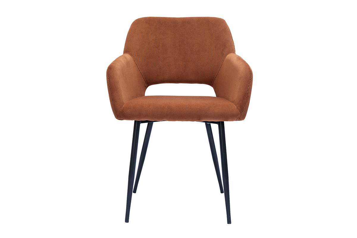 Chaises en tissu velours ctel terre brle et mtal noir (lot de 2) LAURETTE