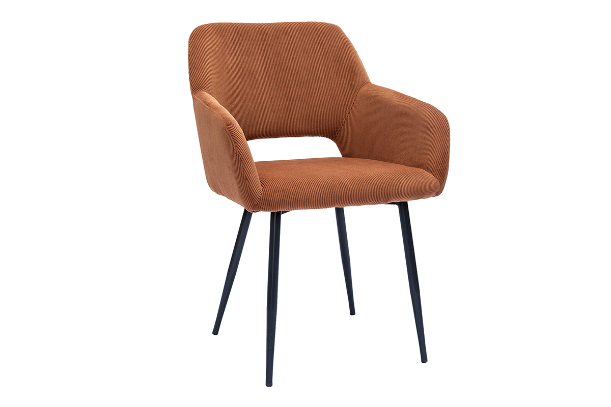 Chaises en tissu velours ctel terre brle et mtal noir (lot de 2) LAURETTE