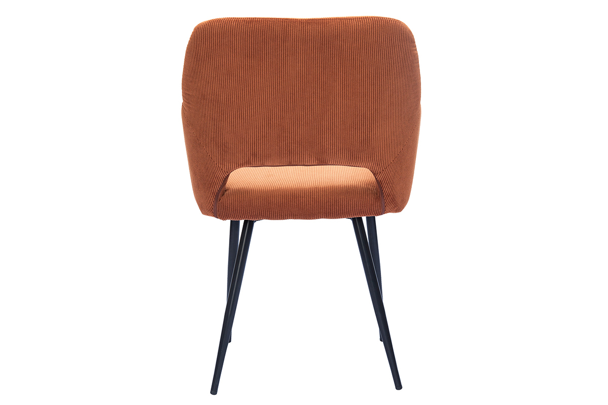 Chaises en tissu velours c�tel� terre br�l�e et m�tal noir (lot de 2) LAURETTE