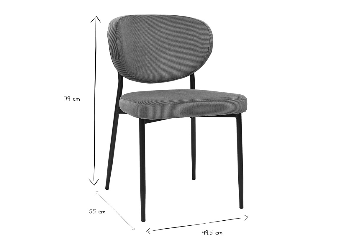 Chaises en tissu velours ctel vert kaki et mtal noir (lot de 2) BREKA