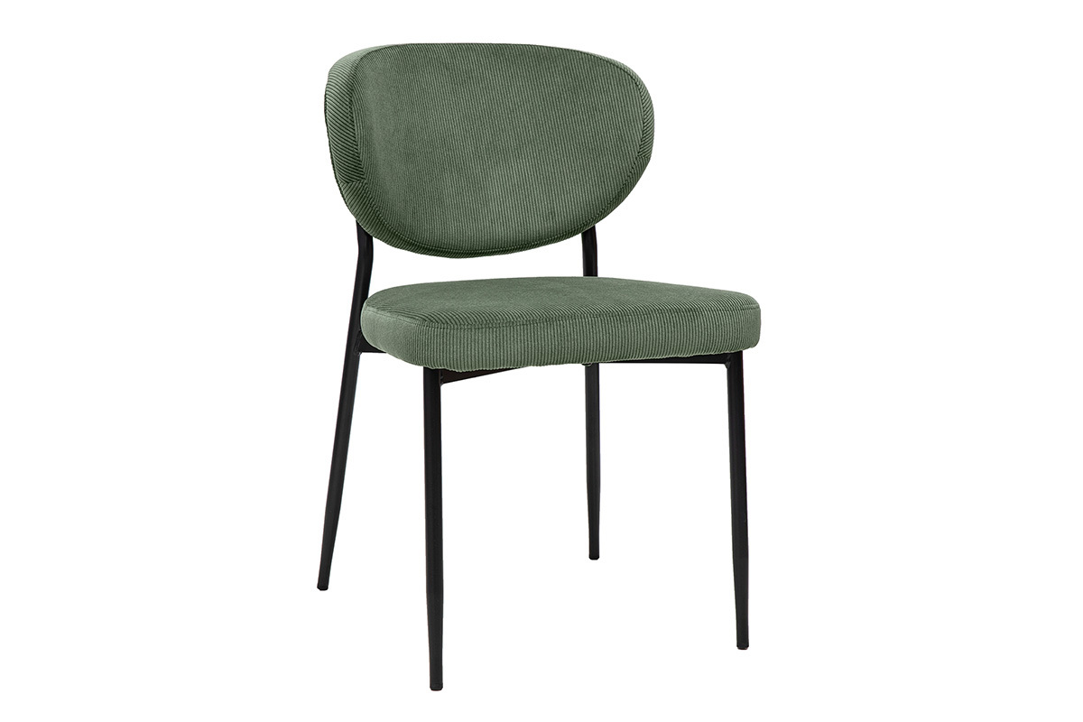 Chaises en tissu velours ctel vert kaki et mtal noir (lot de 2) BREKA