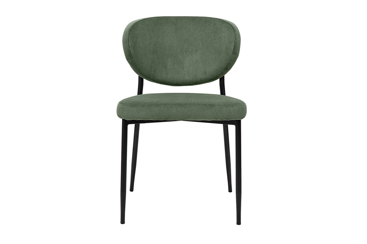 Chaises en tissu velours ctel vert kaki et mtal noir (lot de 2) BREKA
