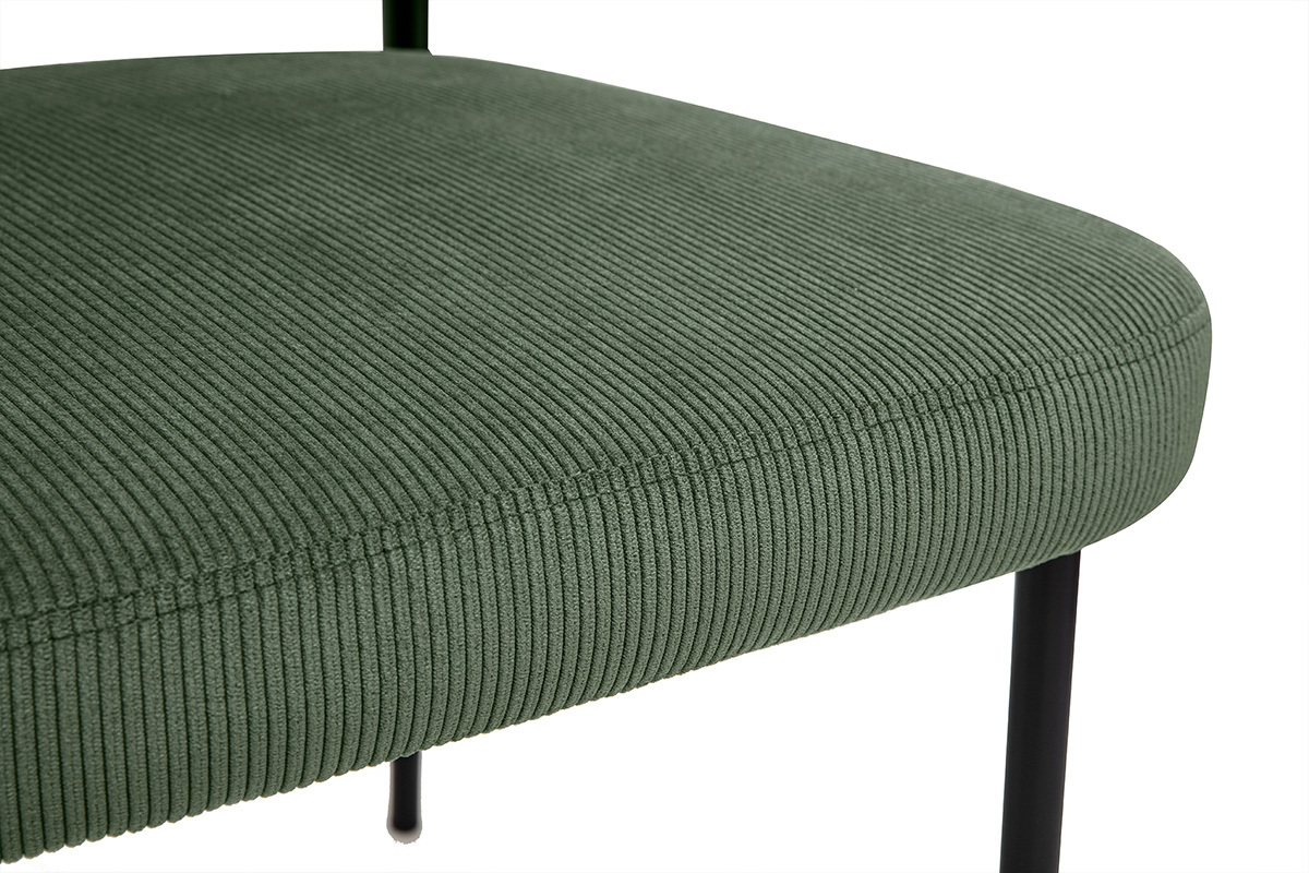 Chaises en tissu velours ctel vert kaki et mtal noir (lot de 2) BREKA