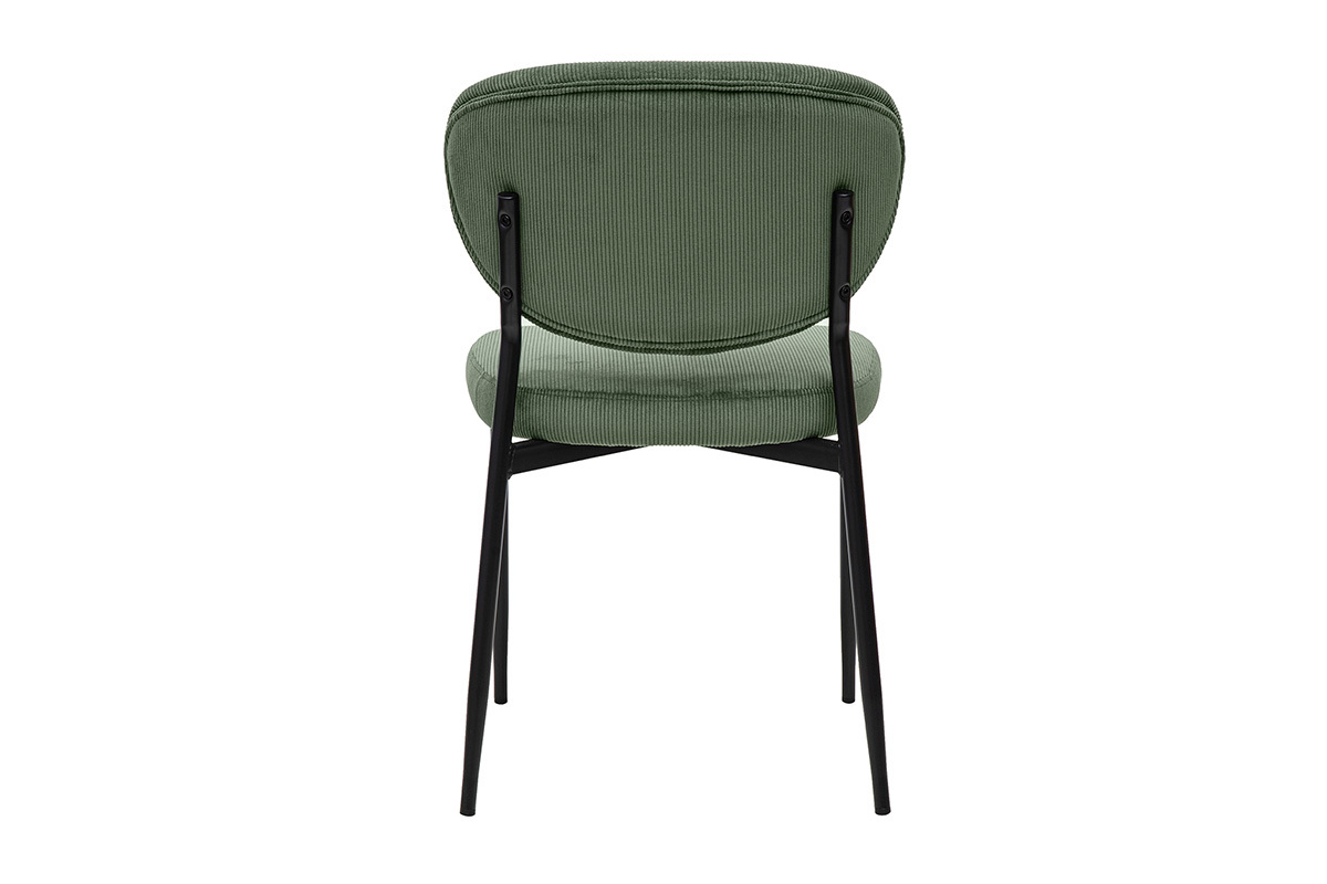 Chaises en tissu velours ctel vert kaki et mtal noir (lot de 2) BREKA