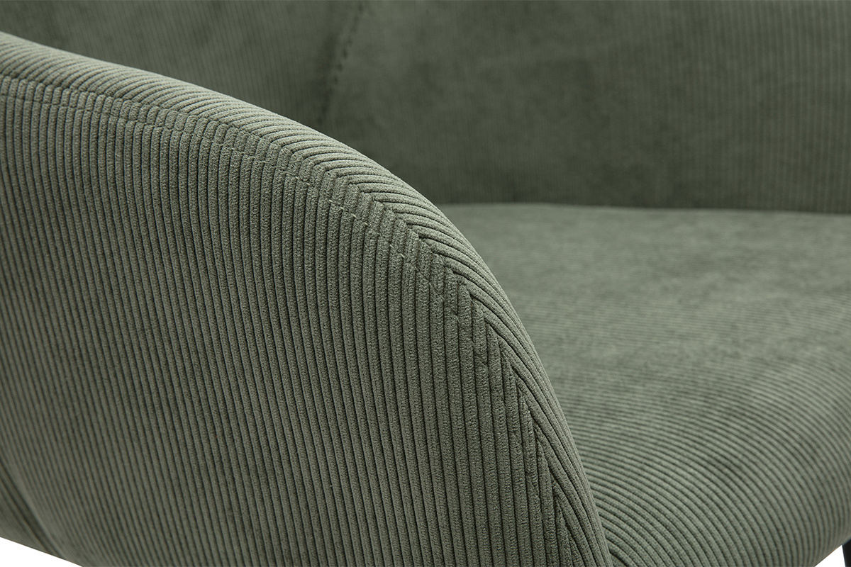 Chaises en tissu velours ctel vert kaki et mtal noir (lot de 2) LAURETTE