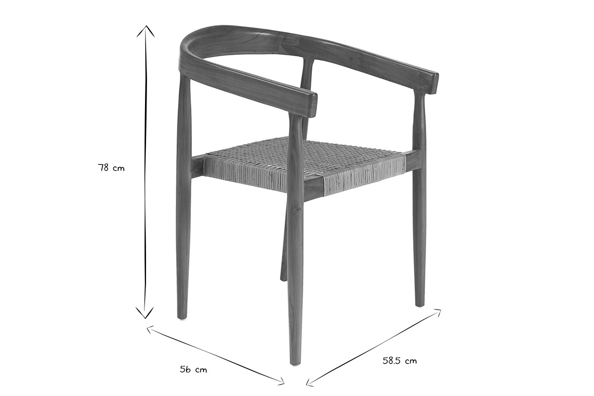 Chaises ethniques en bois teck massif et cannage rotin (lot de 2) NEGARA