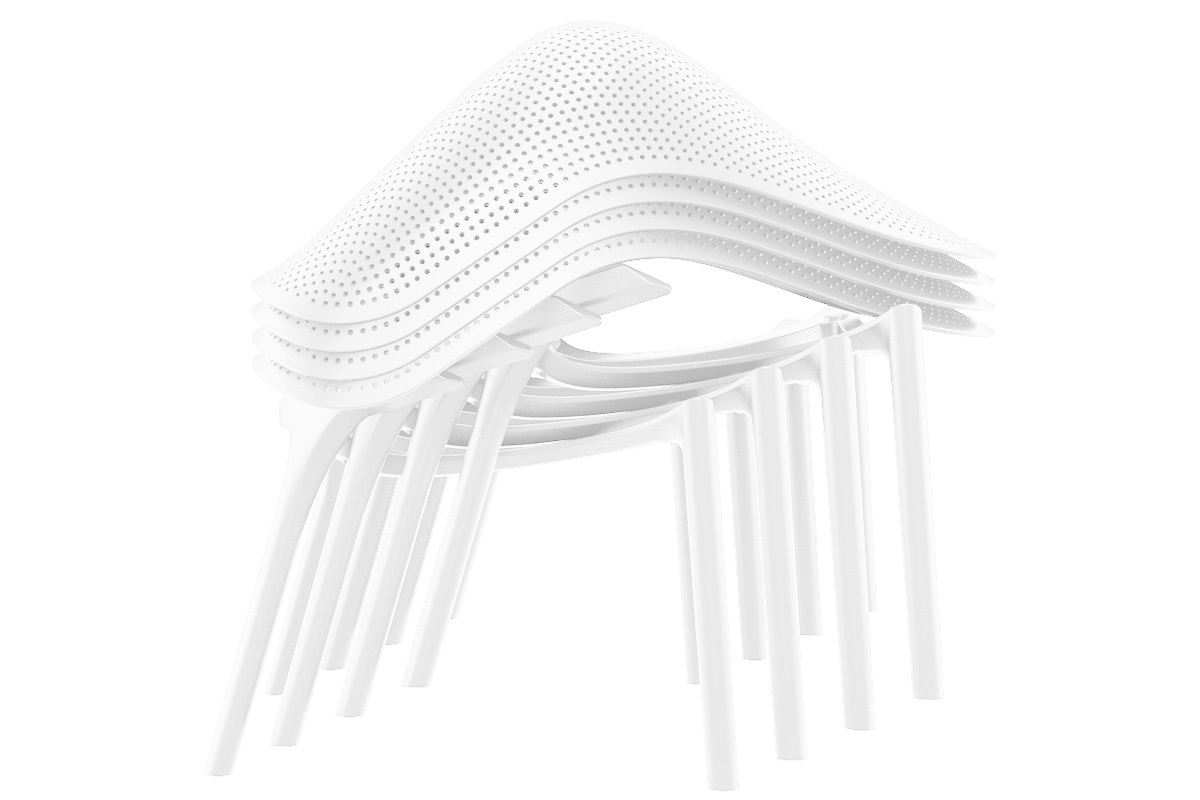Chaises lounge empilables blanches int�rieur / ext�rieur (lot de 4) OSKOL
