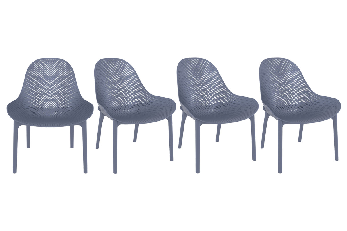 Chaises lounge empilables grises int�rieur / ext�rieur (lot de 4) OSKOL