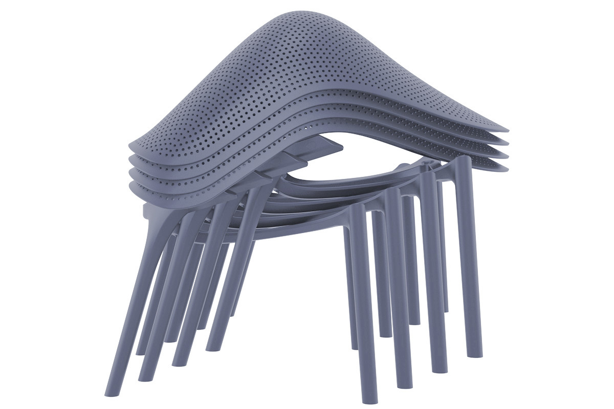 Chaises lounge empilables grises int�rieur / ext�rieur (lot de 4) OSKOL
