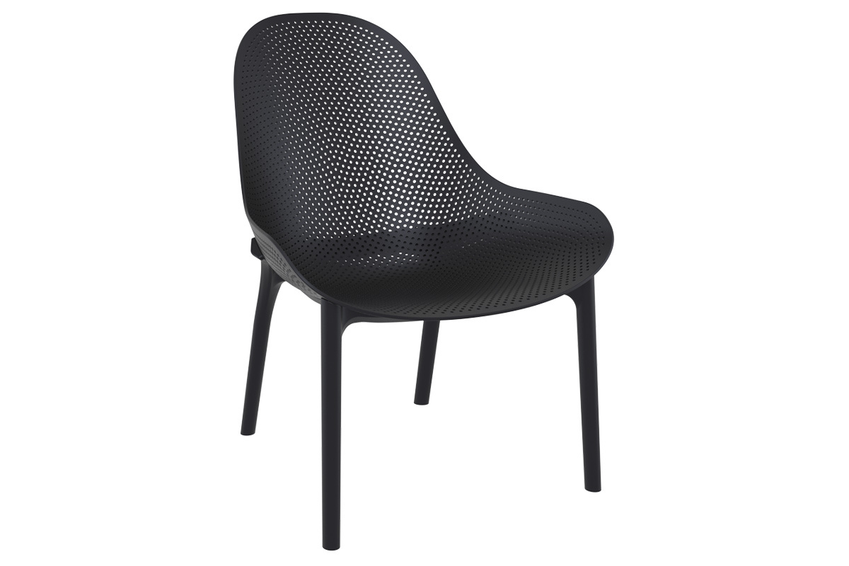 Chaises lounge empilables noires int�rieur / ext�rieur (lot de 4) OSKOL