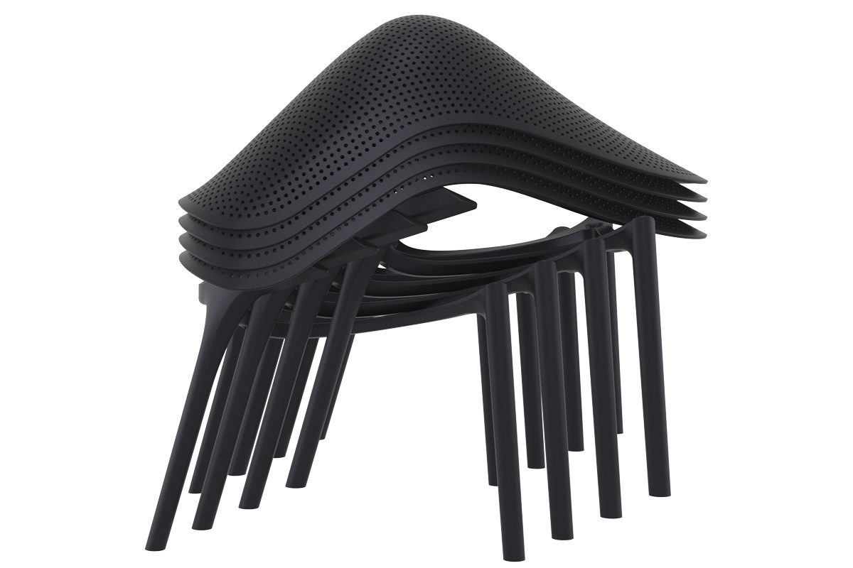 Chaises lounge empilables noires int�rieur / ext�rieur (lot de 4) OSKOL