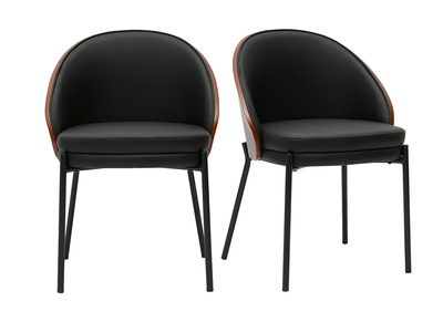 Chaises noires, bois fonc&eacute; et m&eacute;tal (lot de 2) TUCSON