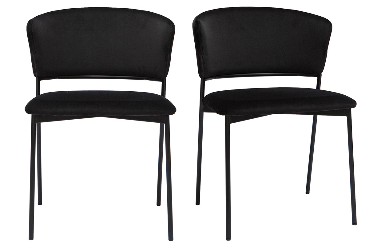 Chaises noires en tissu velours et mtal (lot de 2) FELIZ