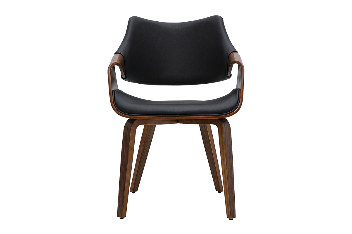 Chaises noires et bois fonc� noyer (lot de 2) SEVAN
