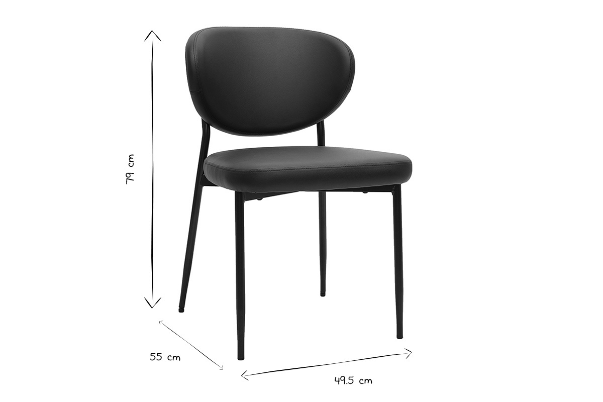 Chaises noires et m�tal (lot de 2) BREKA
