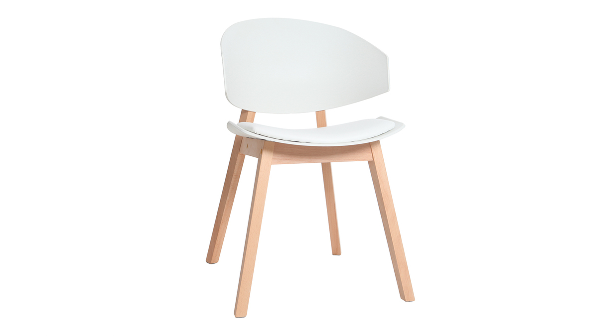 Chaises scandinaves blanc et bois clair (lot de 2) BLOEM - Miliboo & Stphane Plaza