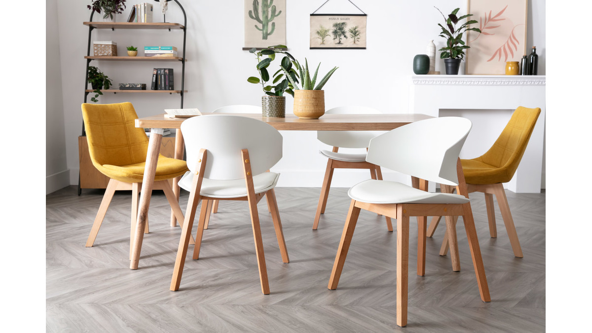 Chaises scandinaves blanc et bois clair (lot de 2) BLOEM - Miliboo & Stphane Plaza