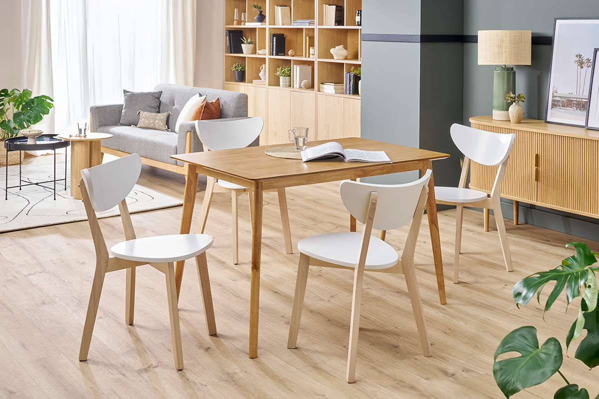 Chaises scandinaves blanc et bois clair (lot de 2) LEENA