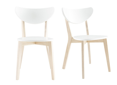 Chaises scandinaves blanc et bois clair (lot de 2) LEENA