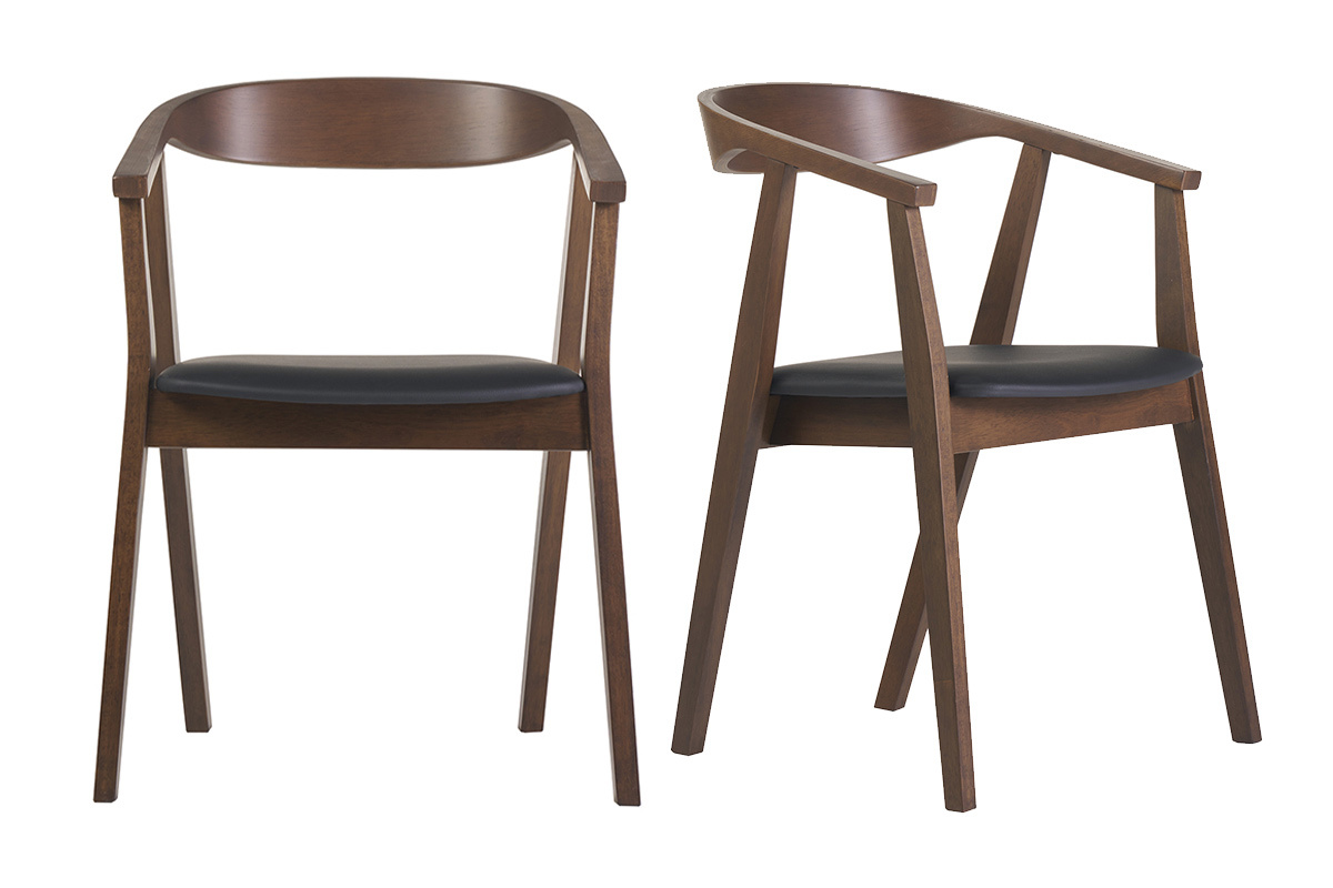 Chaises scandinaves design noir et bois fonc (lot de 2) BAHIA