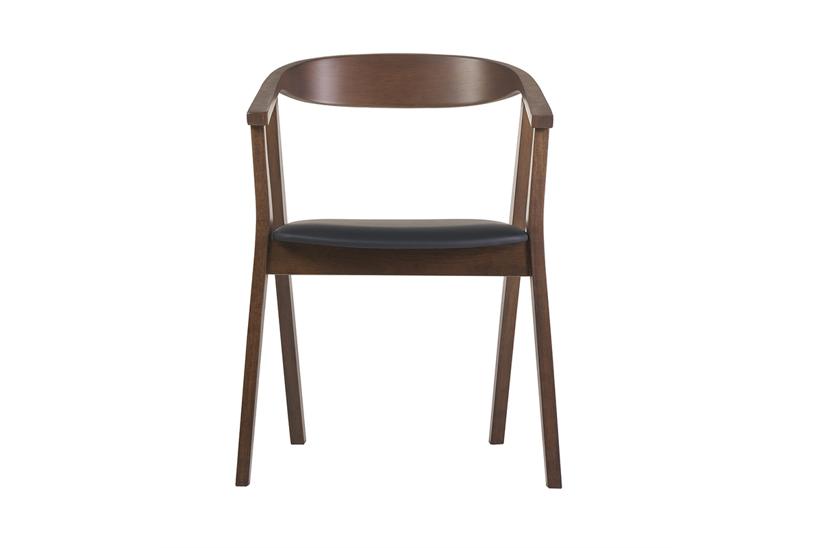 Chaises scandinaves design noir et bois fonc (lot de 2) BAHIA
