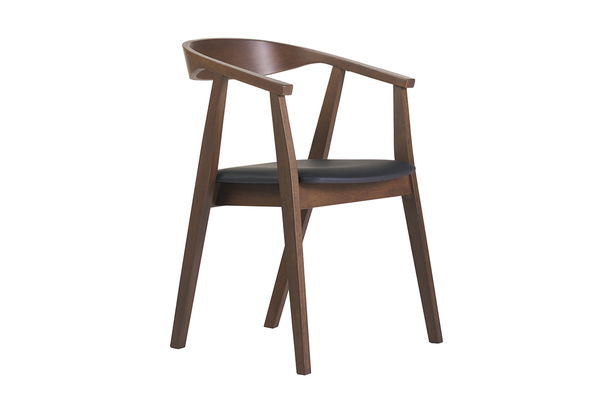 Chaises scandinaves design noir et bois fonc (lot de 2) BAHIA