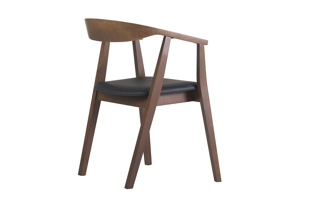 Chaises scandinaves design noir et bois fonc (lot de 2) BAHIA