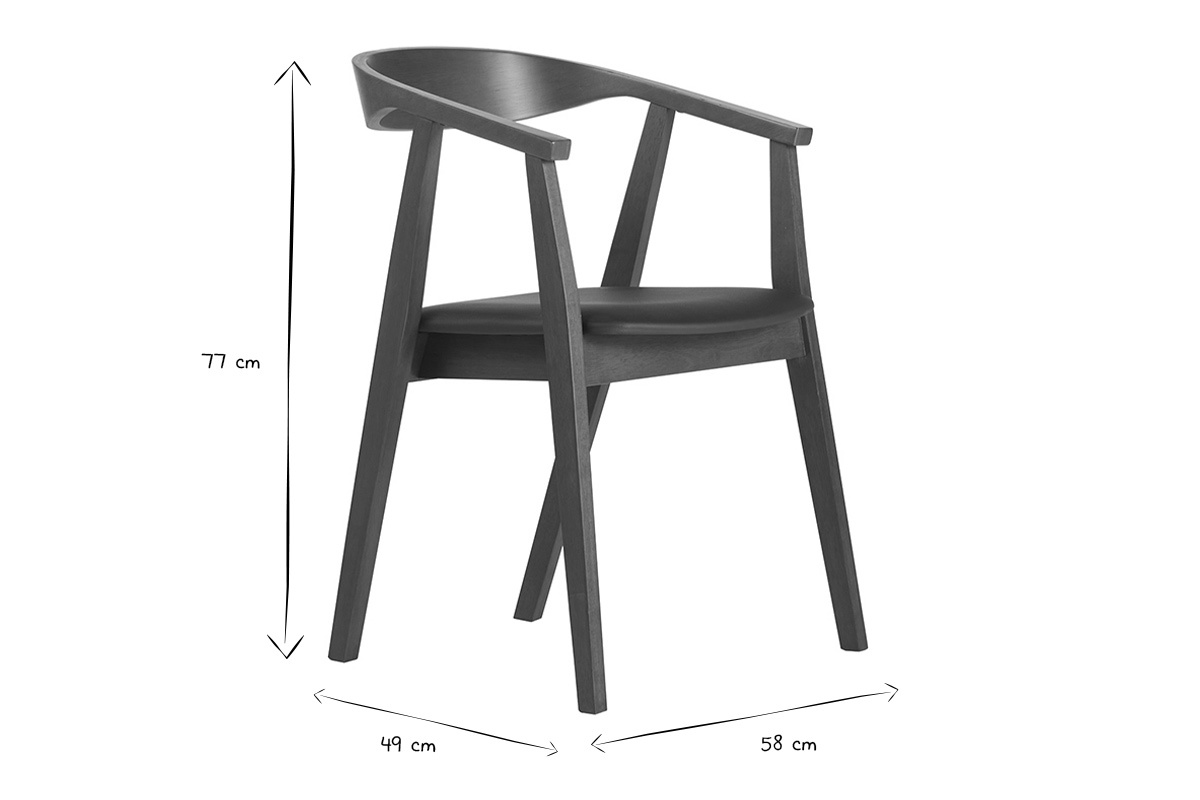 Chaises scandinaves design noir et bois fonc (lot de 2) BAHIA