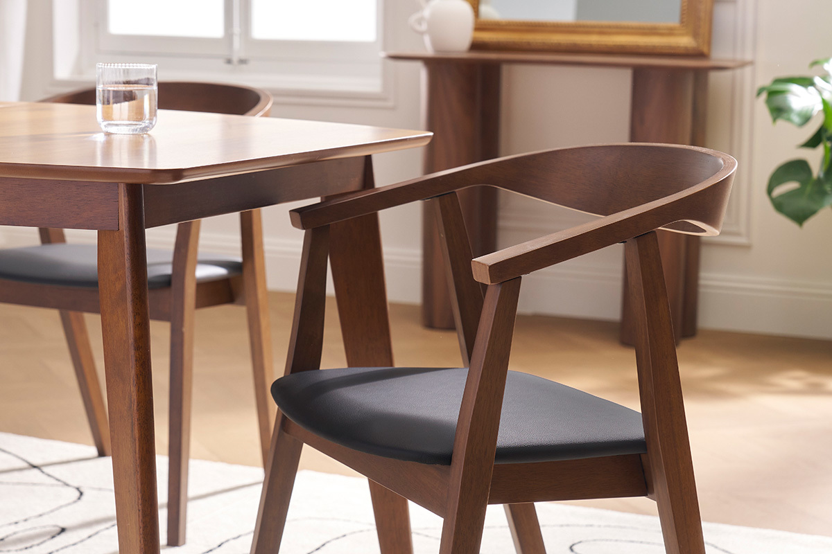 Chaises scandinaves design noir et bois fonc (lot de 2) BAHIA