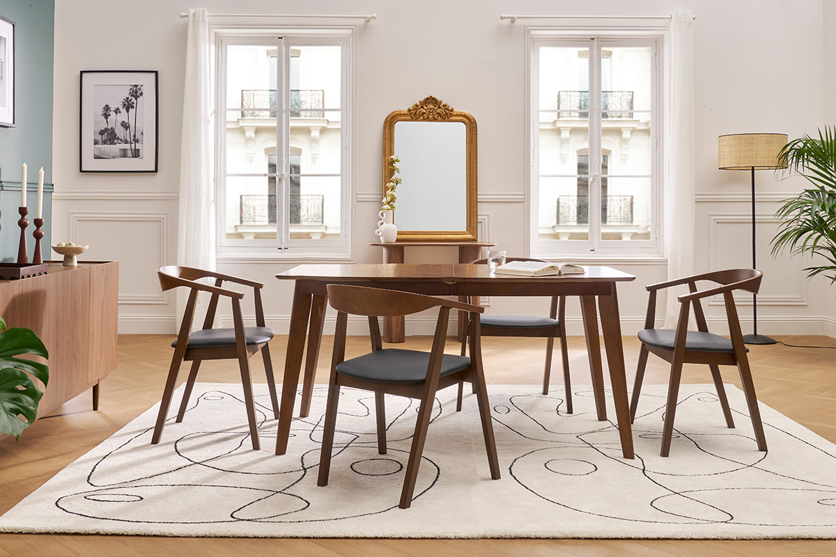 Chaises scandinaves design noir et bois fonc (lot de 2) BAHIA