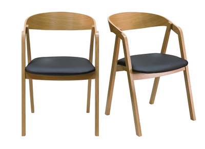 Chaises scandinaves empilables en bois clair chêne et assises noires (lot de 2) LOVA