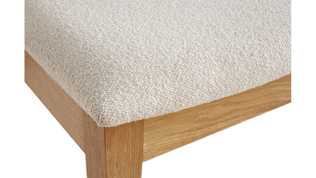 Chaises scandinaves empilables en bois clair chne et tissu effet laine boucle blanc cass (lot de 2) MELVIL