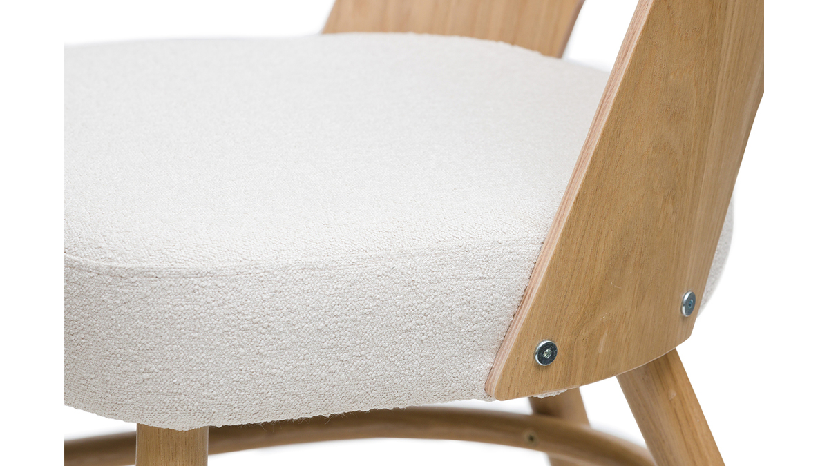 Chaises scandinaves en bois clair chne et tissu effet laine boucle blanc cass (lot de 2) EDITO