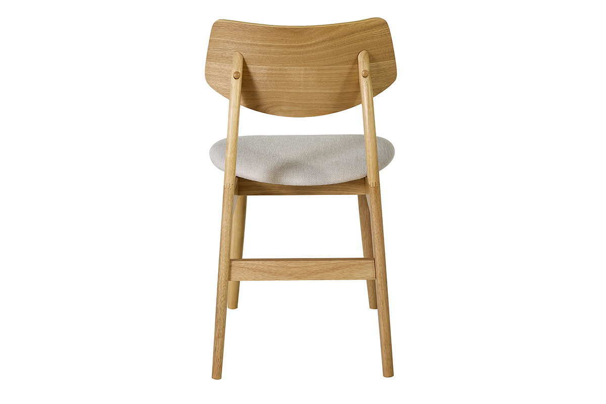 Chaises scandinaves en bois clair et tissu effet velours textur� beige (lot de 2) ELION
