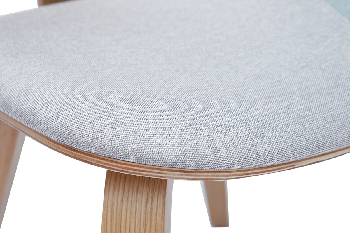 Chaises scandinaves en bois clair et tissu gris clair (lot de 2) BECK