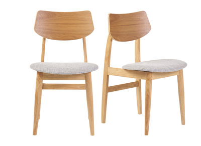 Chaises scandinaves en bois clair et tissu gris clair (lot de 2) ELION