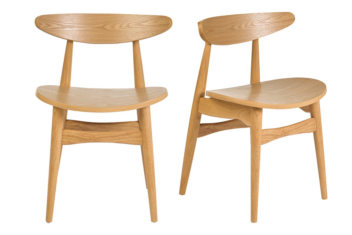 Chaises scandinaves en bois clair fr�ne (lot de 2) WALFORD