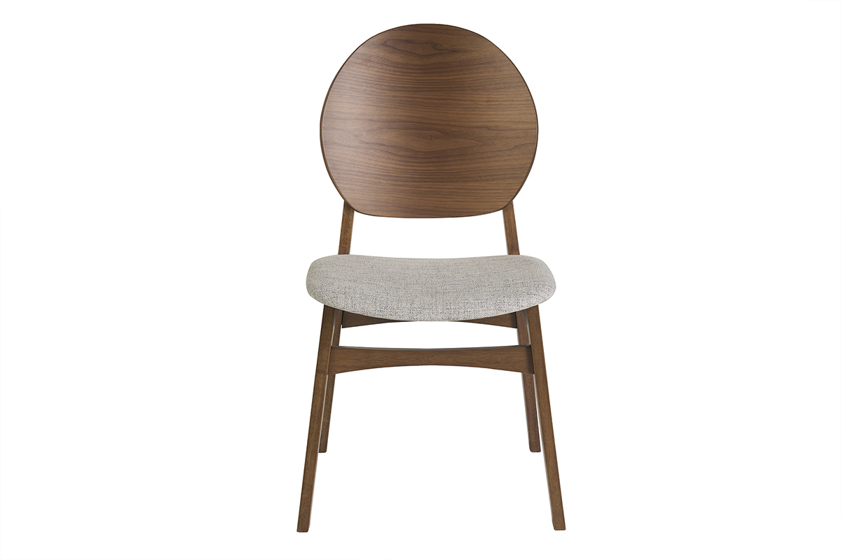 Chaises scandinaves en bois fonc� et tissu gris clair (lot de 2) ELTON