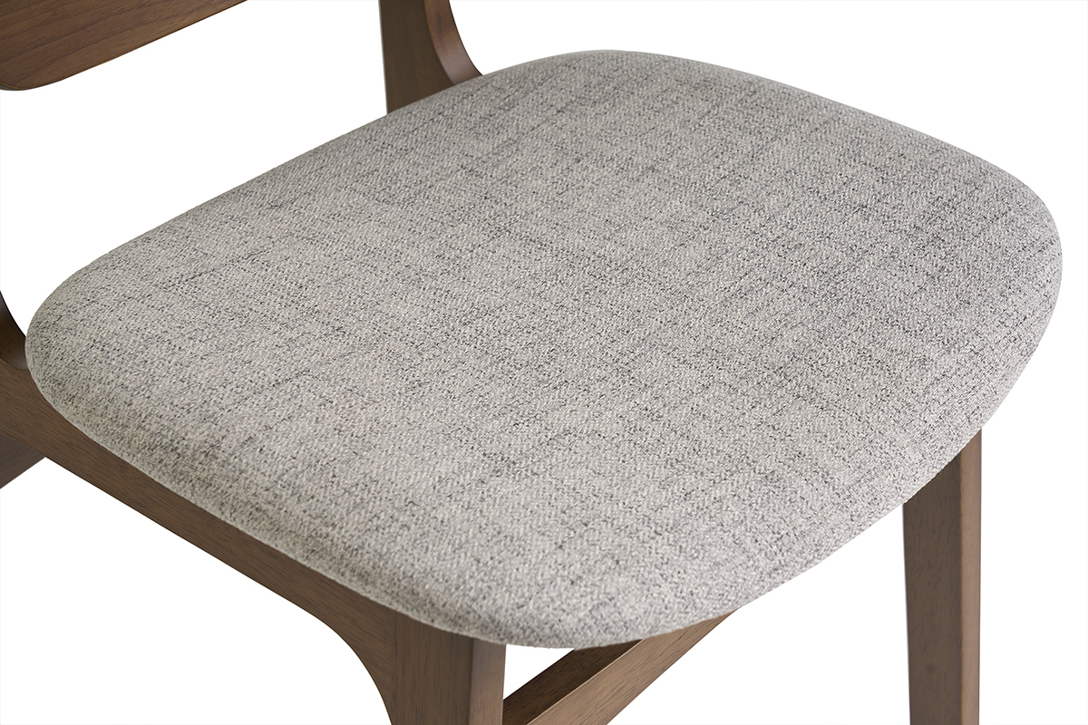 Chaises scandinaves en bois fonc� et tissu gris clair (lot de 2) ELTON